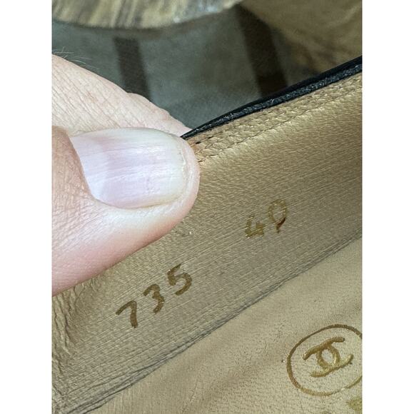 Vintage Chanel Navy Blue Heels Classic 735 40 9 US Point Toe Pumps Leather - Picture 6 of 15